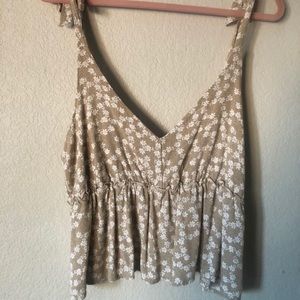 TAN FLOWER CROP TOP